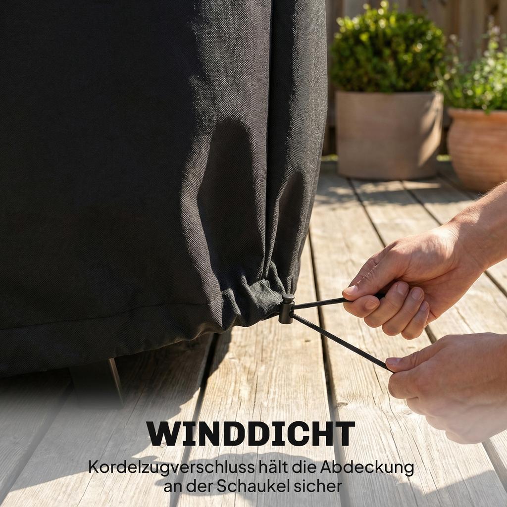 3-Seater Garden Swing Cover, Waterproof Protective Cover, Windproof and UV-Resistant, 420D Oxford Fabric