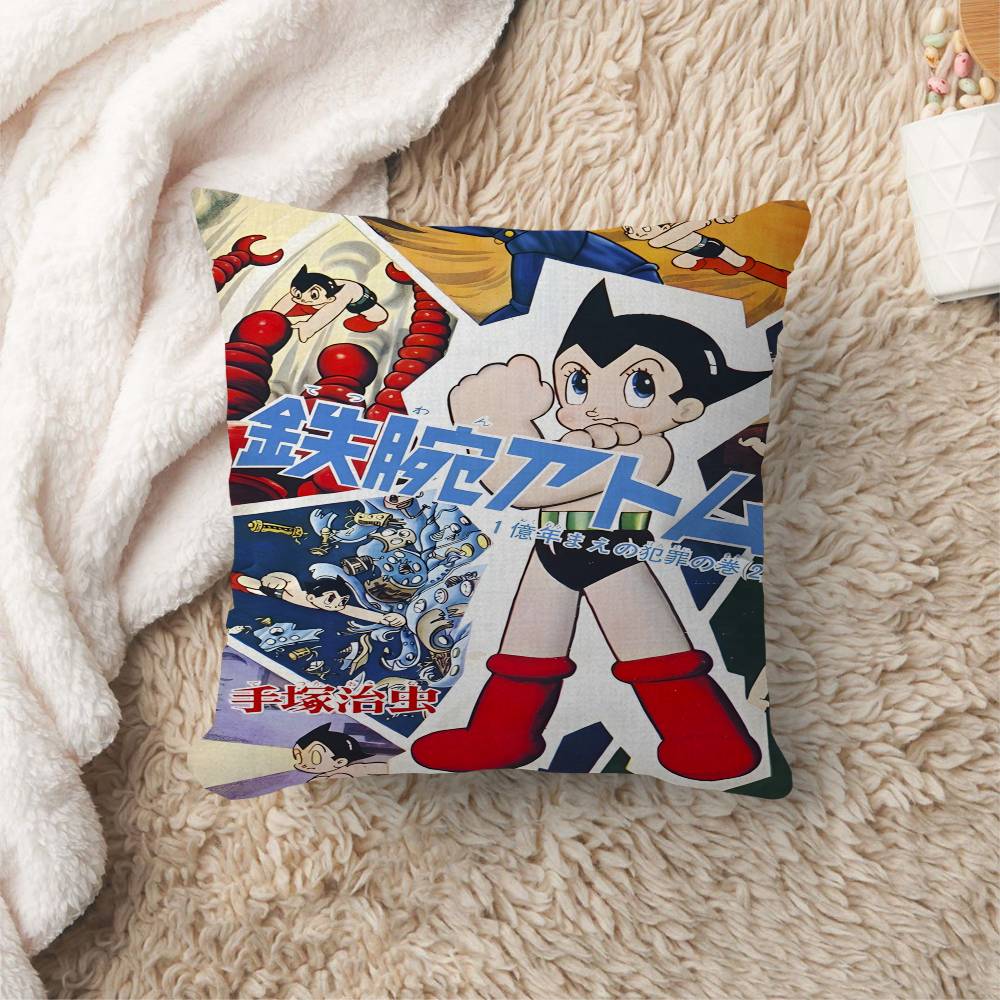 Vintage A-Astro Boy Pillow Covers Cartoon Sofa Decorative Home Double-Sided Printing Short Plush Cute Cushion Cover