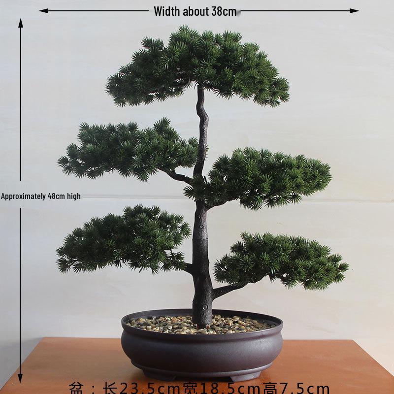 Umělé borové svatební květinové aranžmá: Zelený bonsaj penězovník pro domácí dekoraci