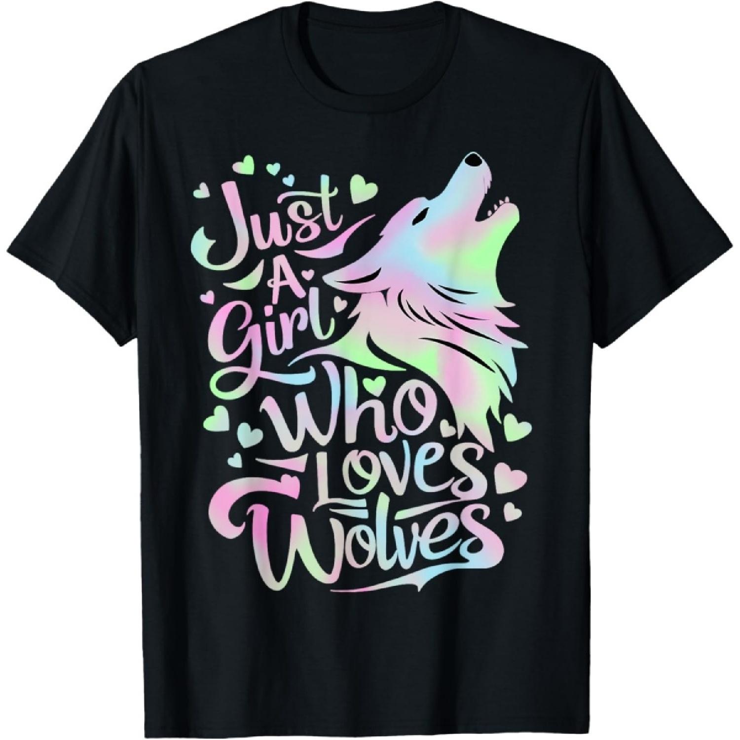 Cute Wolf Lover Just a Girl Who Loves Wolves T-Shirt S