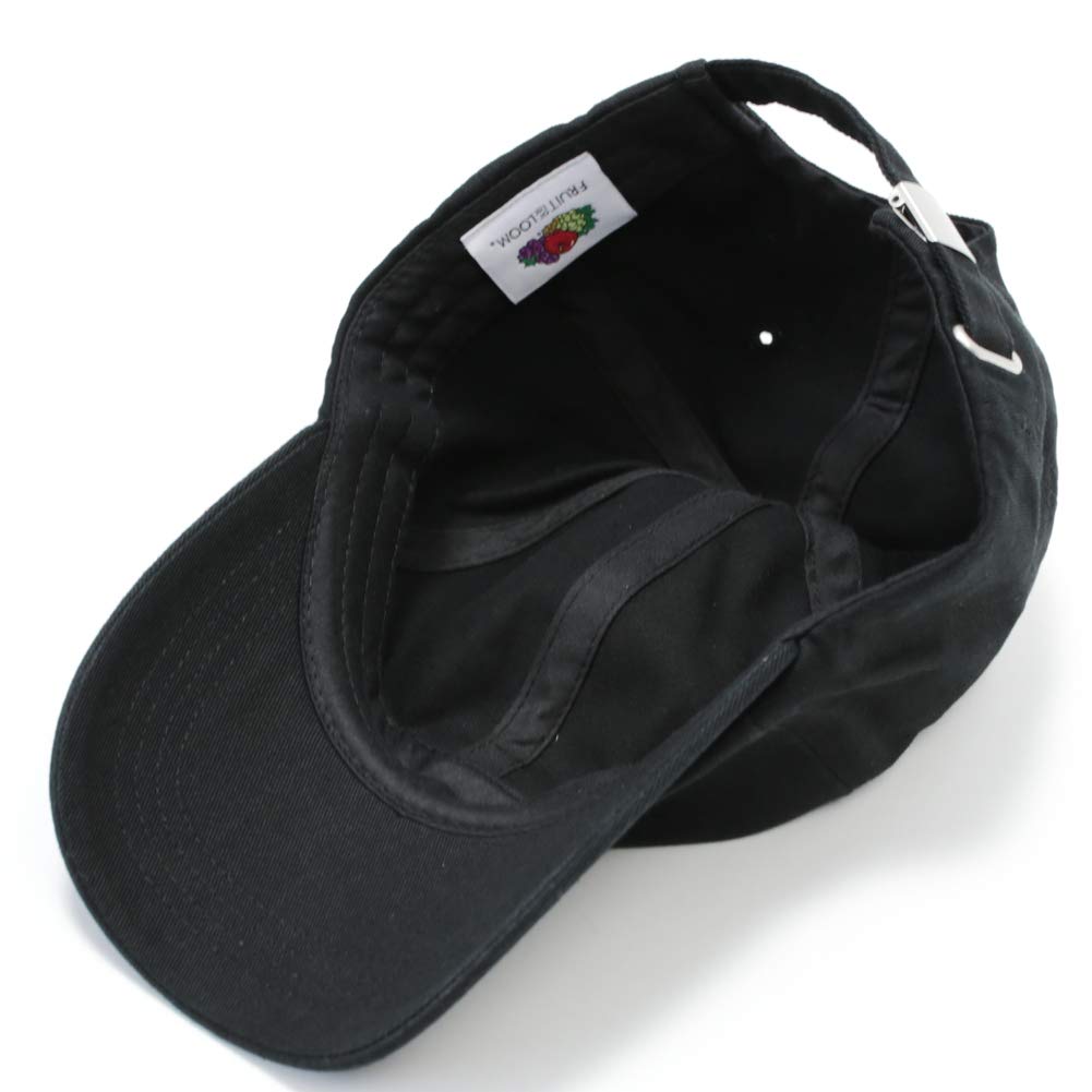 FRUIT OF THE LOOM Logo Embroidered Cotton Low-Profile Polo Cap, 6-Panel, Unisex, Jet Cap for Men and Women (Black)