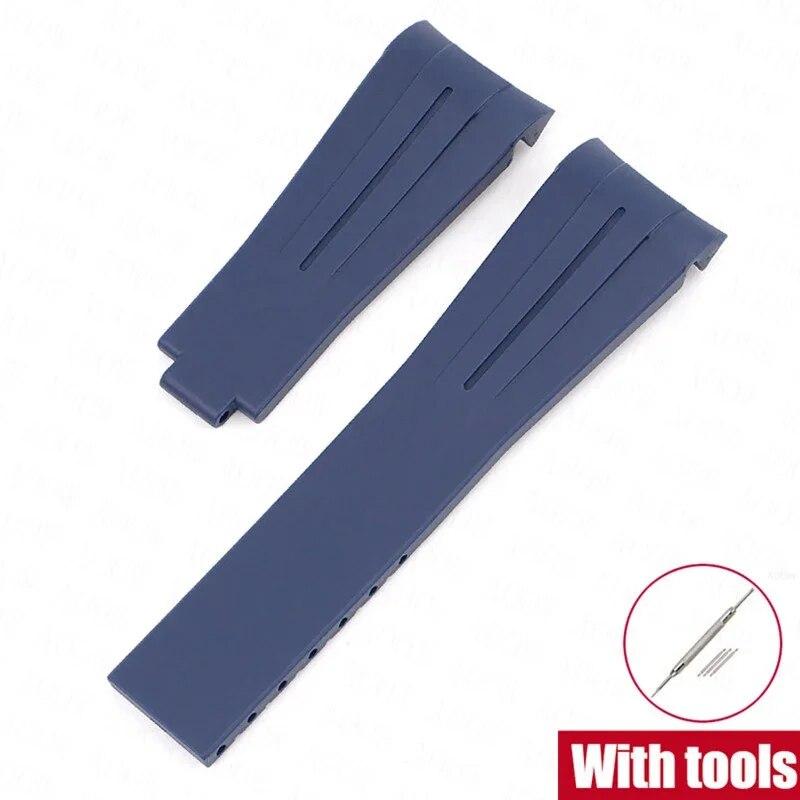 Rubber Watch Band Fit for Omega X Swatch Moonswatch 20mm Stainless Steel Folding Buckle Men Women Curved Replace Strap for Rolex