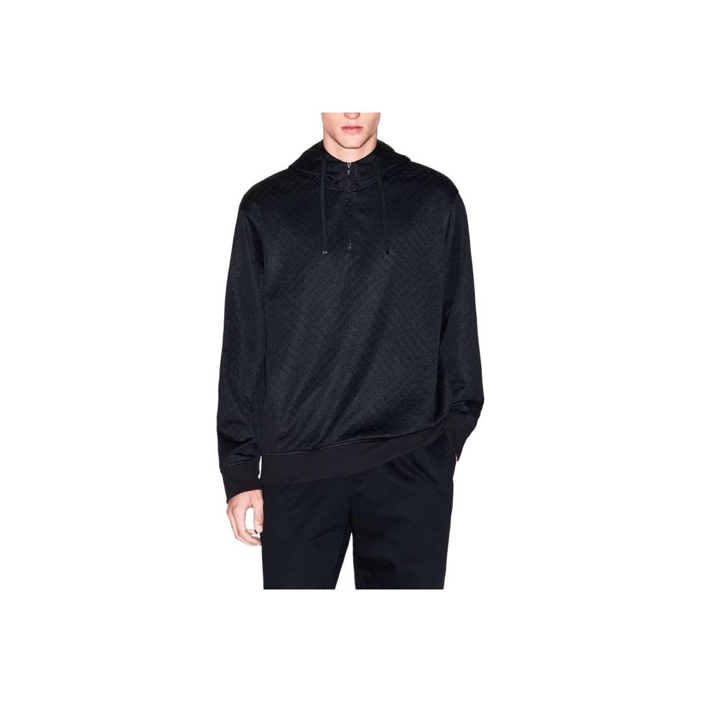 Armani Exchange All Over Jacquard Logo Half Zip Hooded Sweatshirt Men sweatshirt XM001355-AF16259-FC022