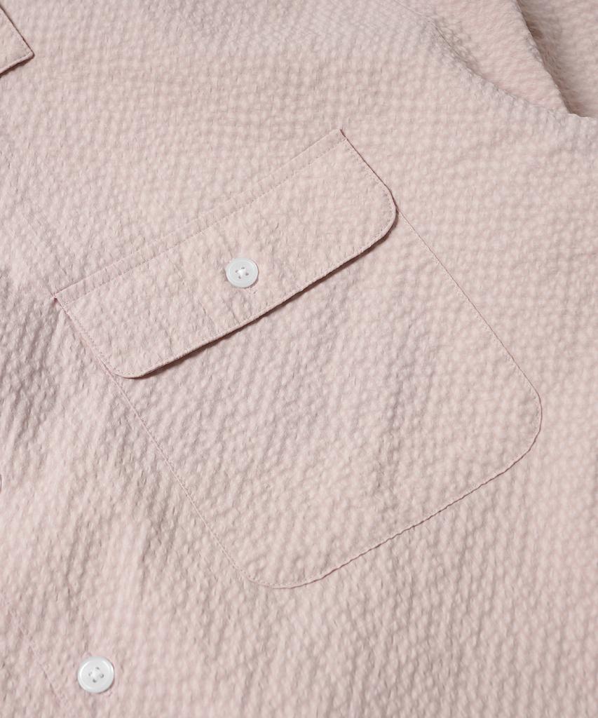 FRIZMWORKS Open Collar Solid Seersucker Shirt _ Light Pink