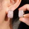 Cao Shi Women’s Full Diamond Square Earrings - Shiny, Chic and Versatile