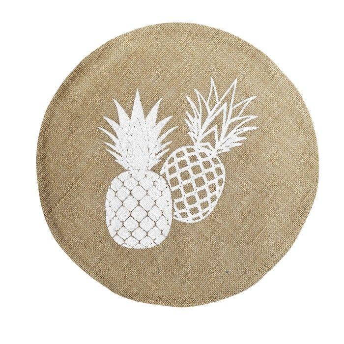 Set de table rond - EDEN - Ananas - 38 cm - 100% jute - Motif ananas écologique