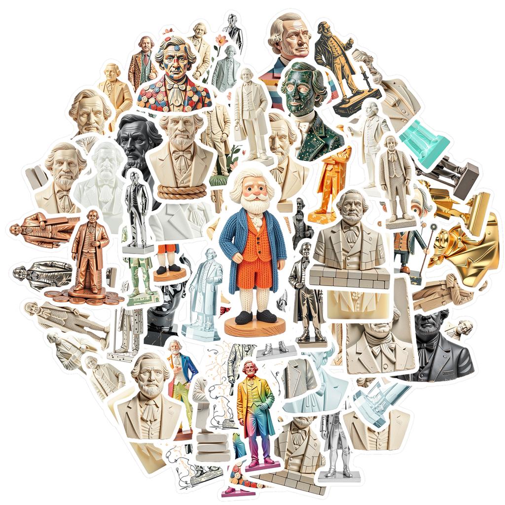 35-100pcs Historical Figure Stickers Teacher Reward Stickers Stationery School Supplies Decorative Luggage Laptop Cup Diary Book