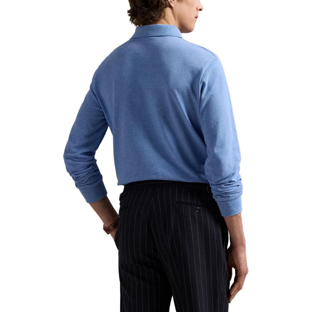 Polo Ralph Lauren Custom Slim Fit Mesh Long Sleeve Polo Shirt Men tops Royal-Blue 710680790-143