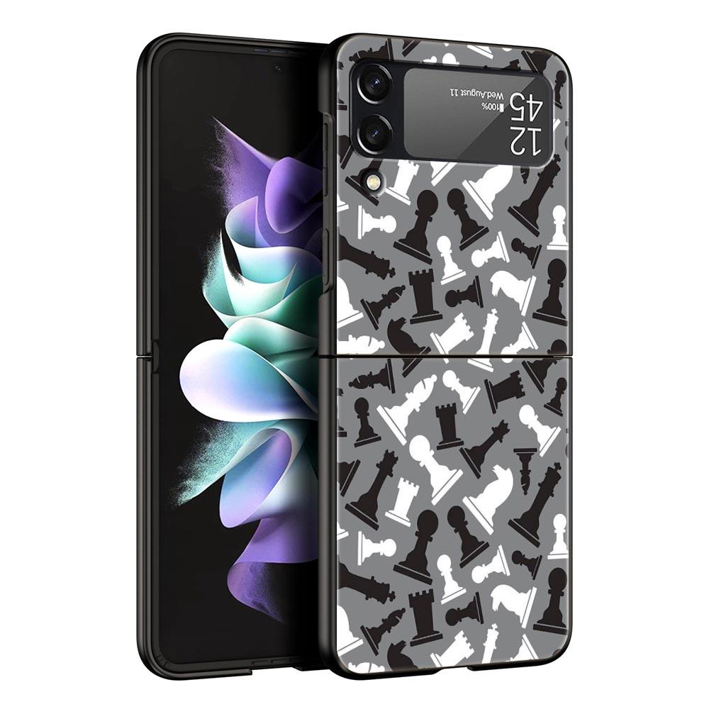 Schachbrett kariertes Schachbrett Hülle Für Samsung Galaxy Z Flip3 Flip4 Flip5 Hülle Schale Für Z Flip 3 4 5 6 7 Harte Faltabdeckung