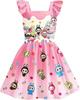 Summer new LABUBU cartoon cute children's nightdress short-sleeved ruffle edge thin digital print