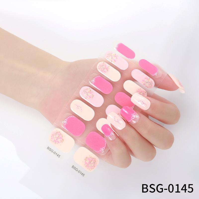 16 finger gelnagelklistermärken schackrutiga japanska och koreanska semi-härdade nagelklistermärken gelnagelklistermärken