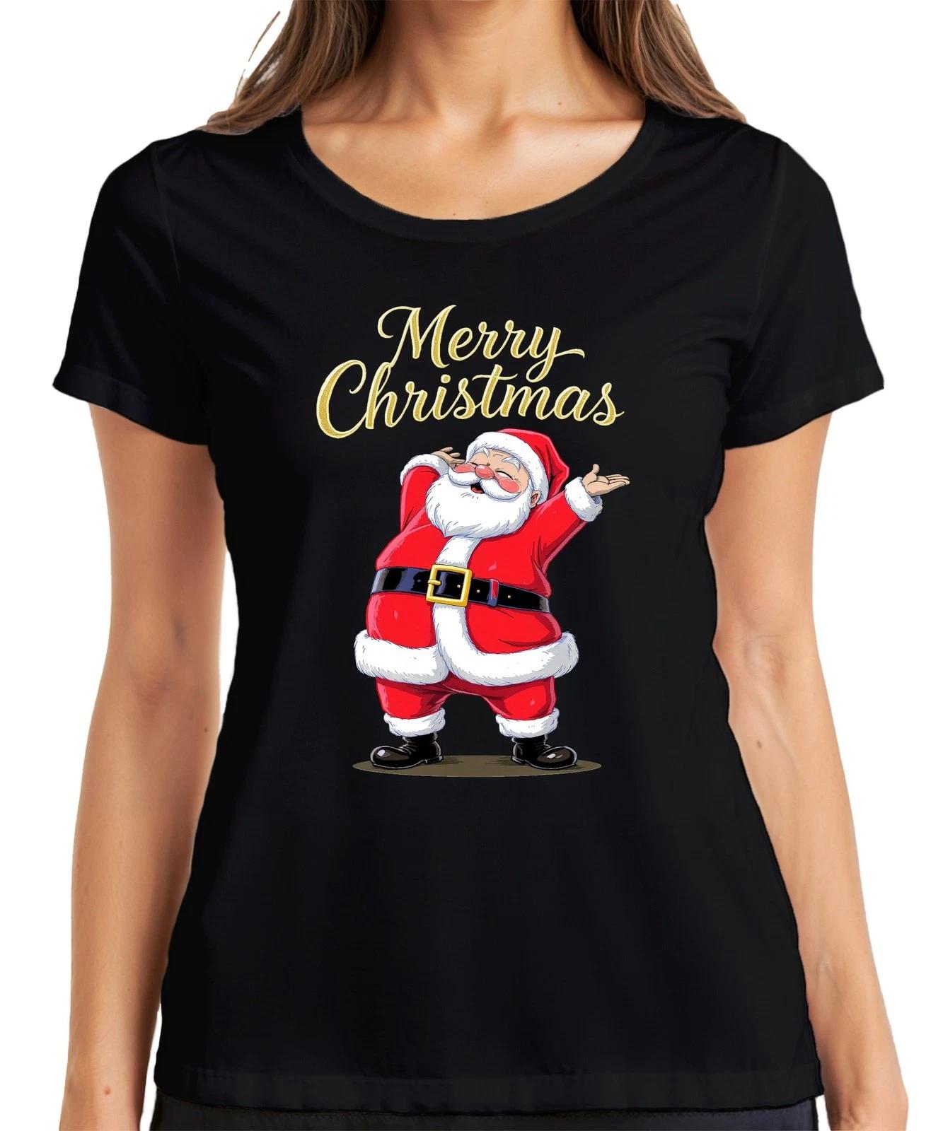 Merry Christmas Weihnachtsmann Santa Claus Lustig Geschenk Kinder Damen T-Shirt S