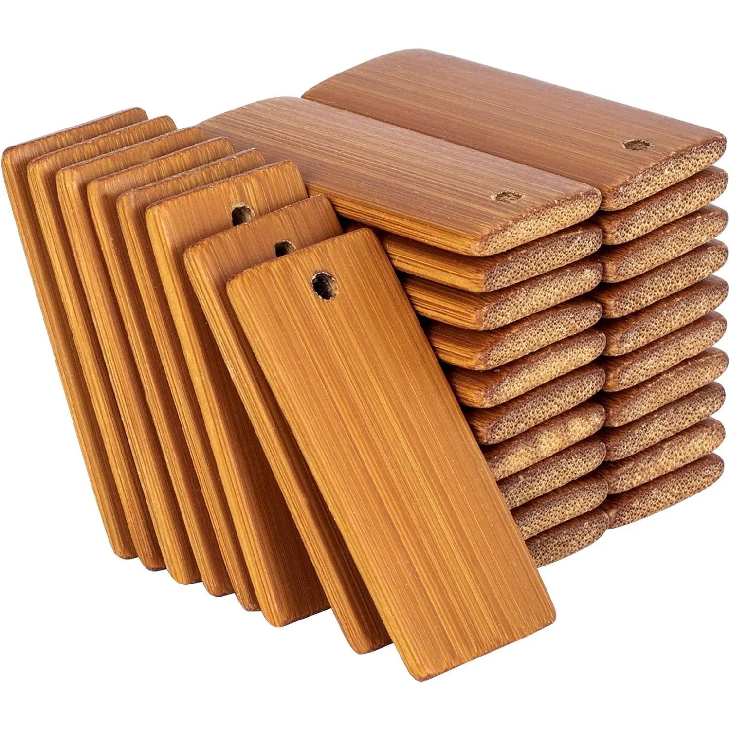 

50Pcs Natural Wood Blanks 45x20mm Bamboo Tags For Keychain Rings Engraving Blanks Unfinished Tags Key Ring Tag