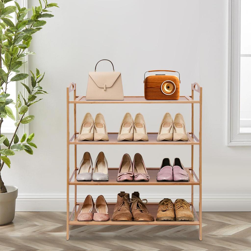 4-Tier Shoe Rack, Open Shoe Storage Rack, Shoe Storage Organizer for Entryway, Hallway and Closet