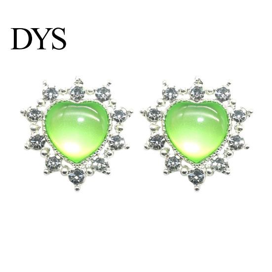 Sparkling Rhinestone Flatbacks 2Pcs Cat Eye Heart Faux Gems, Alloy Brooch Buttons, 23mm Jewelry Making Accessories Flatback Gemstone Hearts