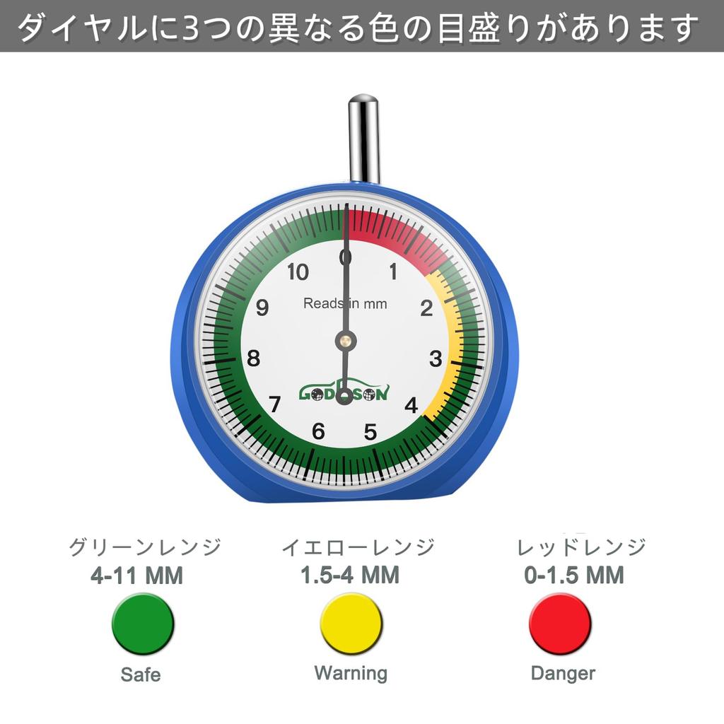 GODESON Tire Gauge Tire Tread Depth Gauge MM Japan Dial Type Depth Gauge Professional