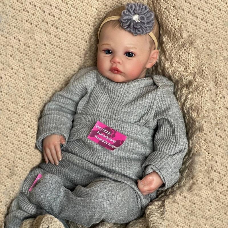 49cm Cloth Body Reborn Baby Toddler Doll Meadow Handmade 3D Painted Visible Veins Newborn Doll Already Finished Realistic Baby Doll Toys for Kids Gift