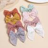 Retro Stretch Soft Polyester Fabric Baby Hair Clip Children's Party Accessory with Bow Hairgrips