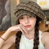 Niche design plaid octagonal hat women's summer thin retro face small cloud hat casual versatile beret