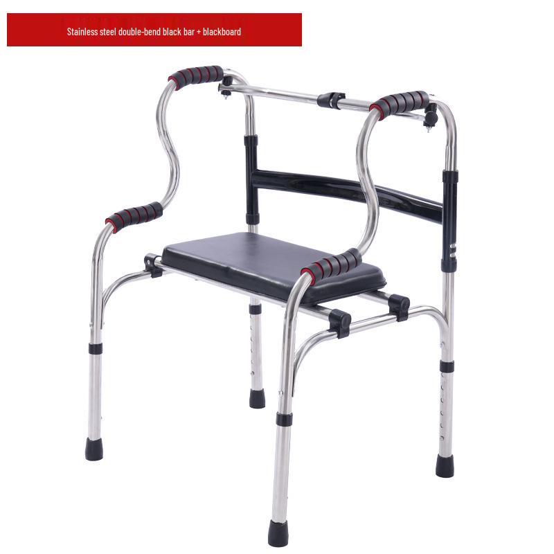 Stainless Steel Rollator Walker with Seat and Wheels - Rehabilitation Support Frame