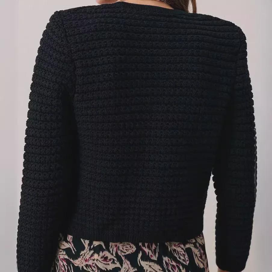 Cardigan décontracté à simple boutonnage pour femme, style rétro français, coupe ample et épaisse