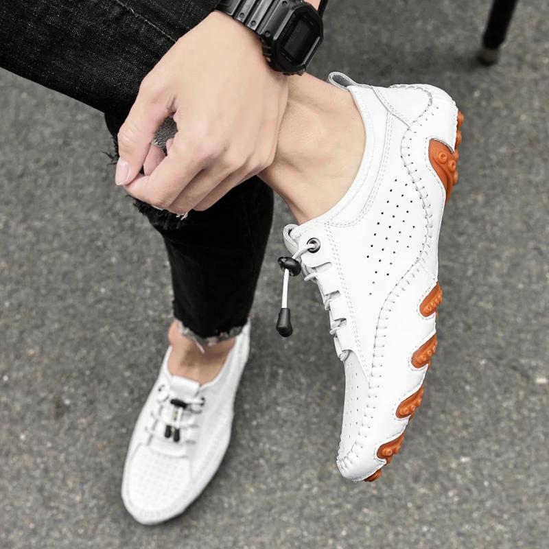 Fashion Men's Casual Summer Shoes Sneakers Men Genuine Leather New Outdoor Shoes Men Loafers Vintage Designer Leisure Big Size 38-47