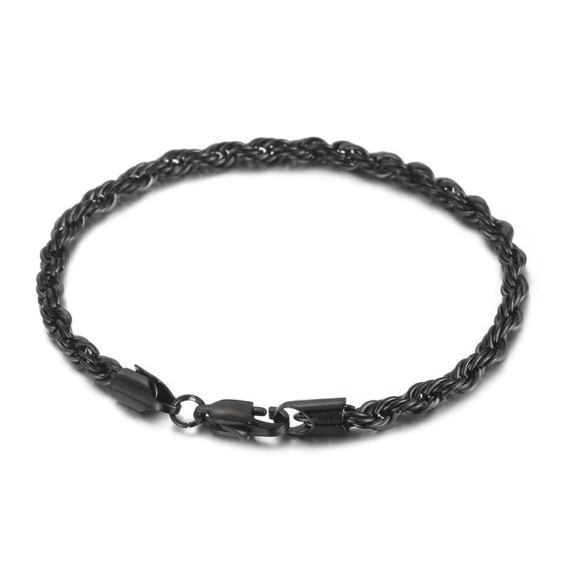 Titanium Steel Jewelry, Simple Male Japanese Buckle Twist Chain 4/6/8 Mm Twist Rope Chain Bracelet