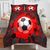 Boys Football Print Duvet Cover Set, Sport Soccer Player Bedding Set,Cartoon Watercolor Bedding Set for Adult Kids Birthday Gift
