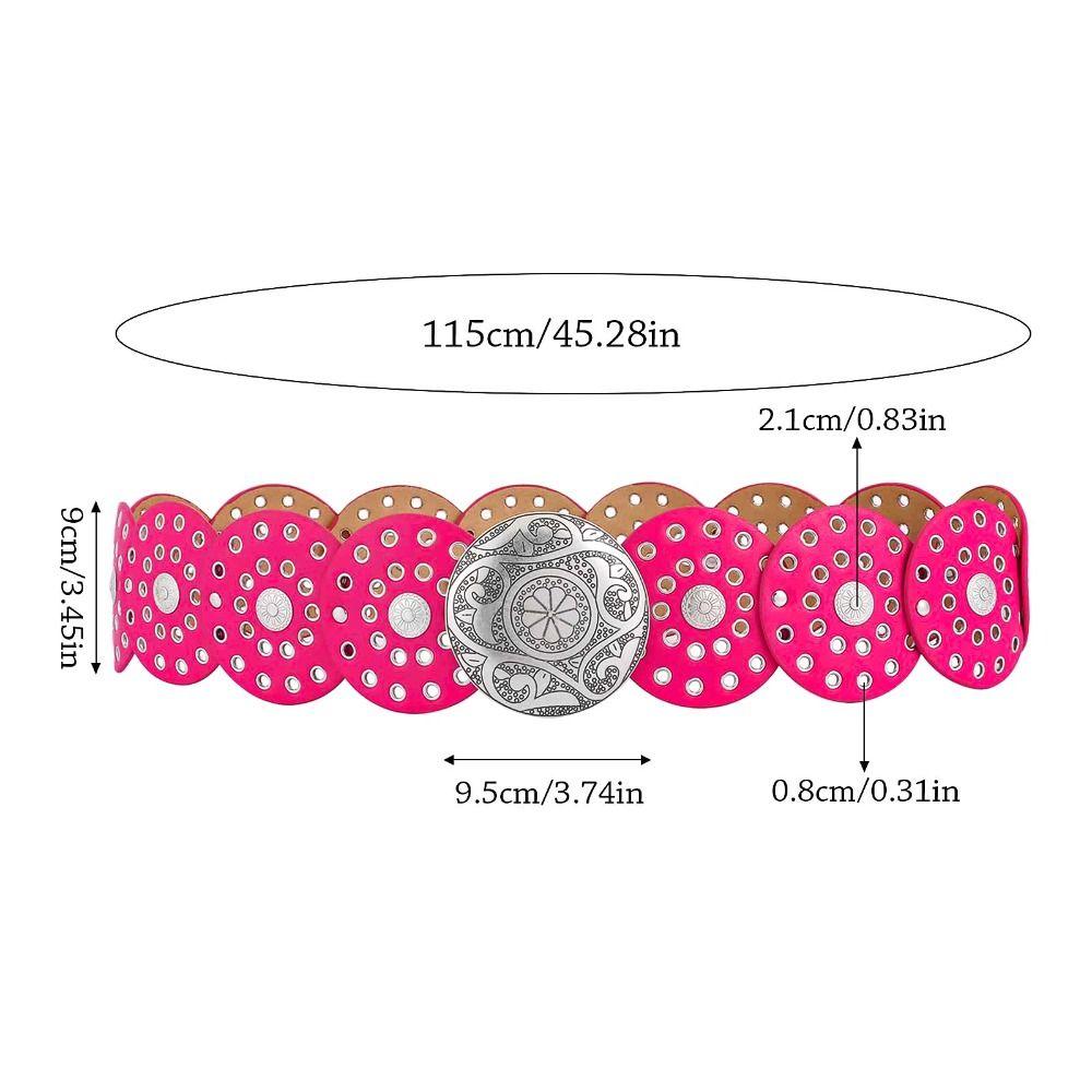 Exaggerated Cowboy Disc Belt Western Style Colorful  Wide Disc Belt Hollow Belt  for Women