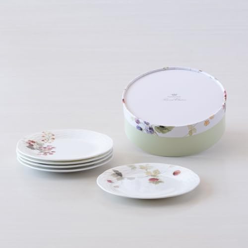 NARUMI Lucy Garden Plate Set, 17cm Diameter, Berry Pattern, 5-Piece Set, Stylish and Cute Relief Design, Wedding Gift, Mother's Day Gift, Microwave an