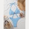 Bathing Suit Women Sexy Solid Color Bikini Set Drawstring Beachwear Summer Halter Lace Up Two-piece Swimwear