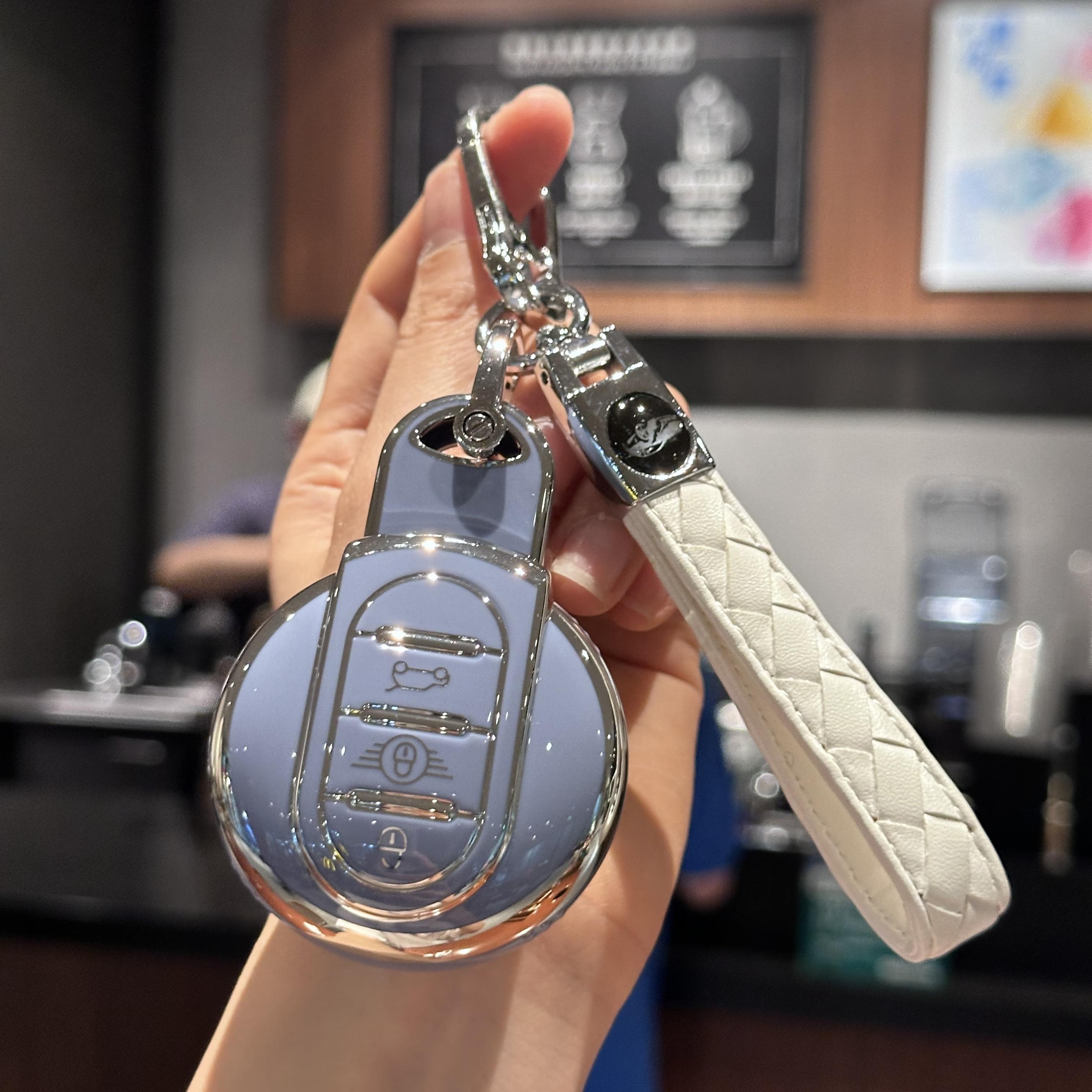 

Чехол для автомобильного ключа, держатель для ключей с брелком для BMW MINI Cooper F54 Clubman F55 F56 F57 F60 Countryman, 3 кнопки, чехол для смарт-ключа синий