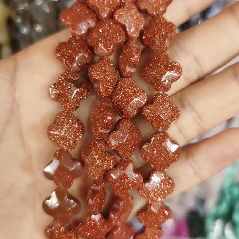 12mm Natural Agate Tiger Eye Four-Leaf Clover Faceted Beads for DIY Jewelry Making