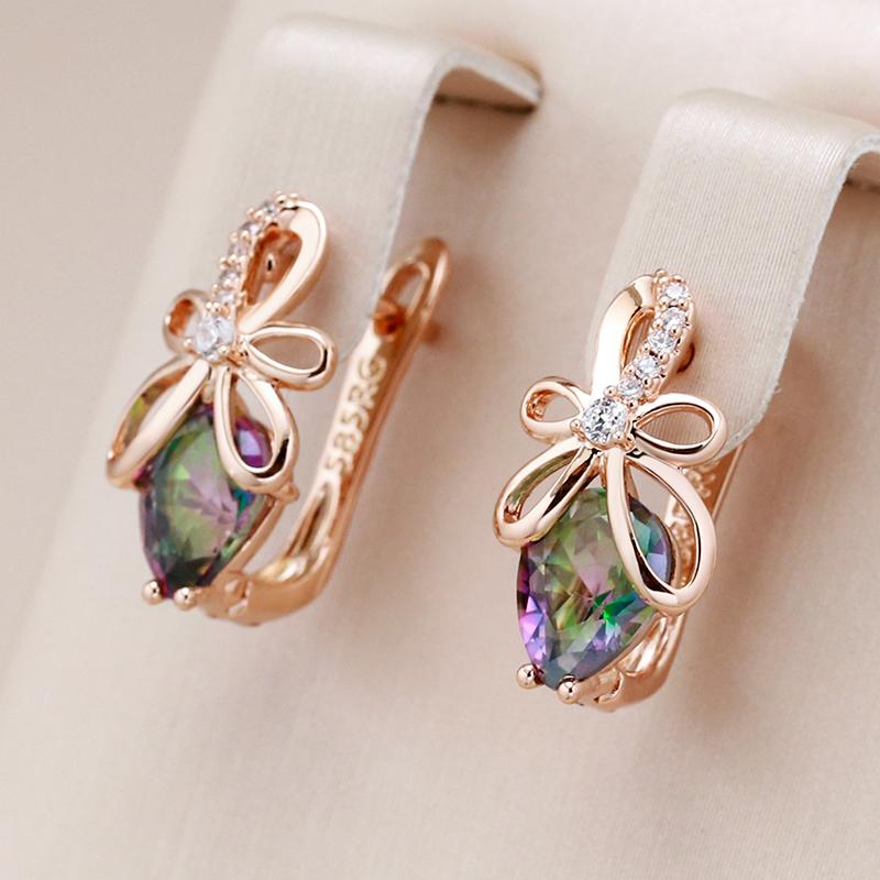 Unique Design Colorful Natural Zircon English Earrings For Women  Rose Gold Color High Quality Daily Fine Cute Jewelry