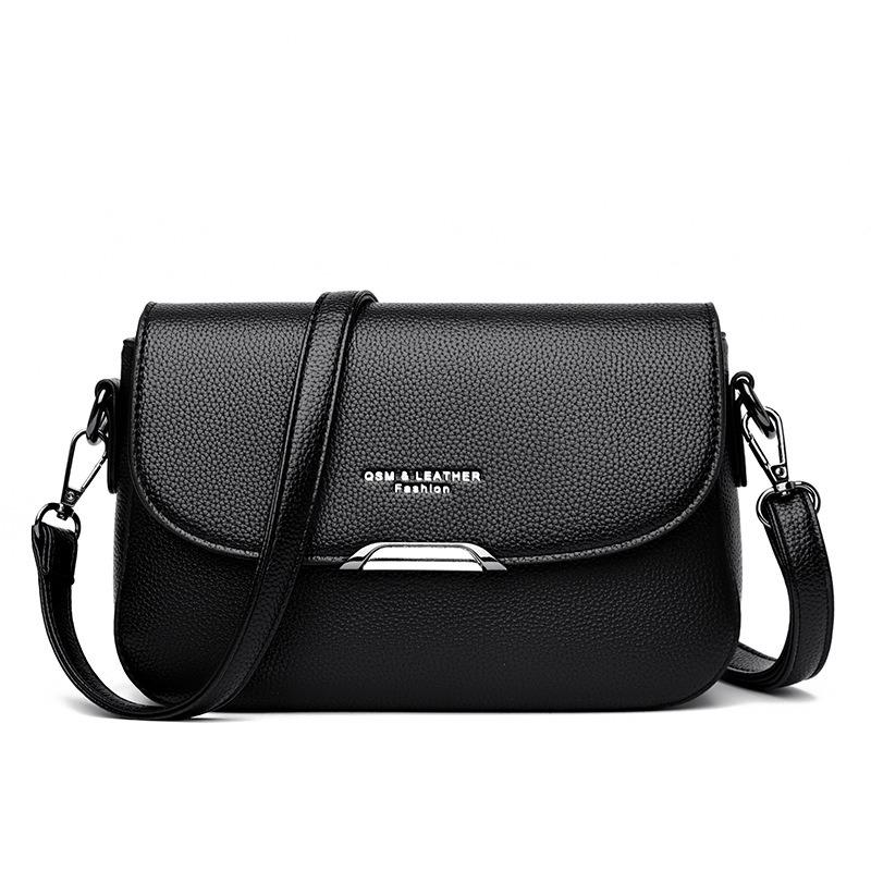 Bag women s new fashion women s shoulder bag soft leather texture large capacity mother oblique span bag women s bag чёрный