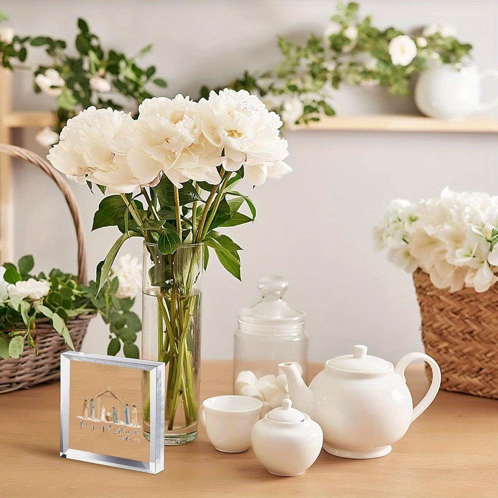 2D Acrylic Nativity Scene Center Decorative Ornament - Holy Infant Christmas Festival Decora Accompanied By Angels and Shepherds