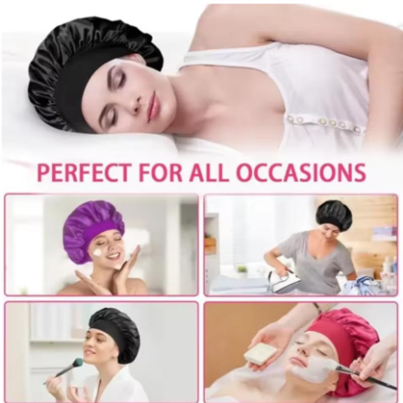 1/3/5/10pcs mix Satin Bonnet Silk Hair Bonnet for Sleeping Sleep Bonnets for Women Large Wide Soft Band Sleep Cap for Curly Hair