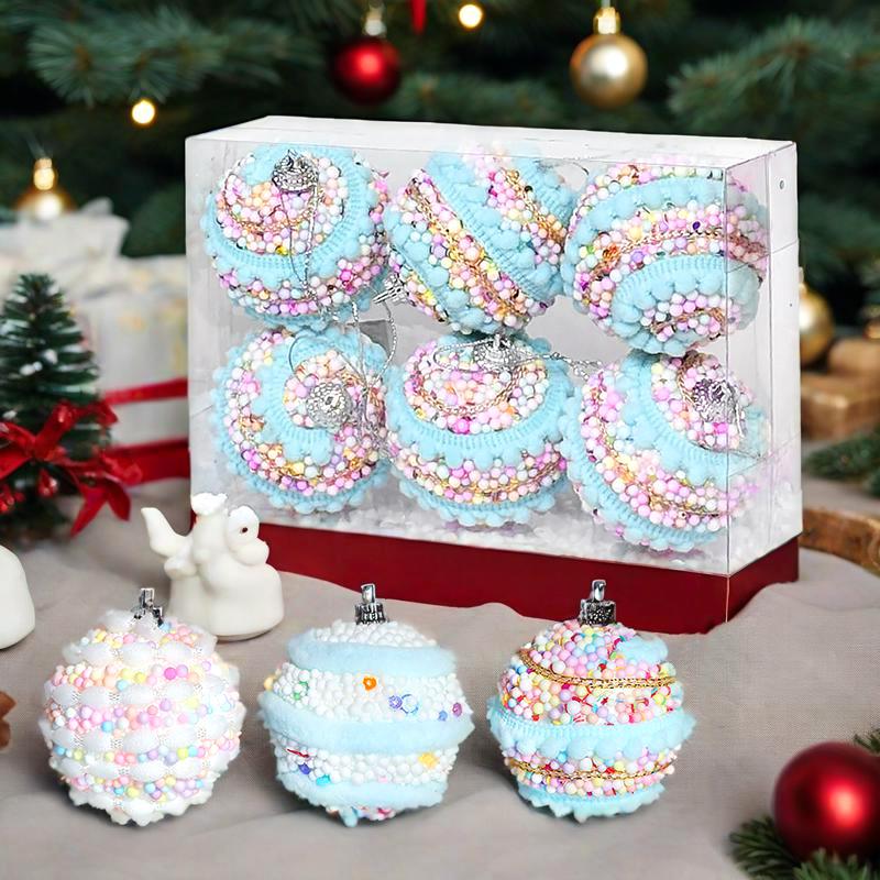 6PC/12PC Macaron Home Hanging Balls Reusable Colorful New Year Christmas Balls Pendant Christmas Tree 6cm
