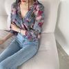 Elegant Floral Chiffon Slim Fit Long Sleeve Top