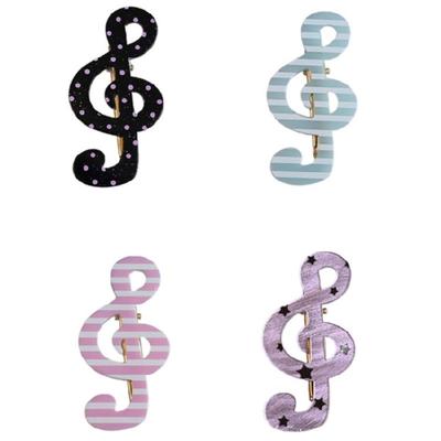 Unique Striped Star And Musical Symbol Barrettes Slip Resistant Hair Accessories Barrettes For Thin Long Hair