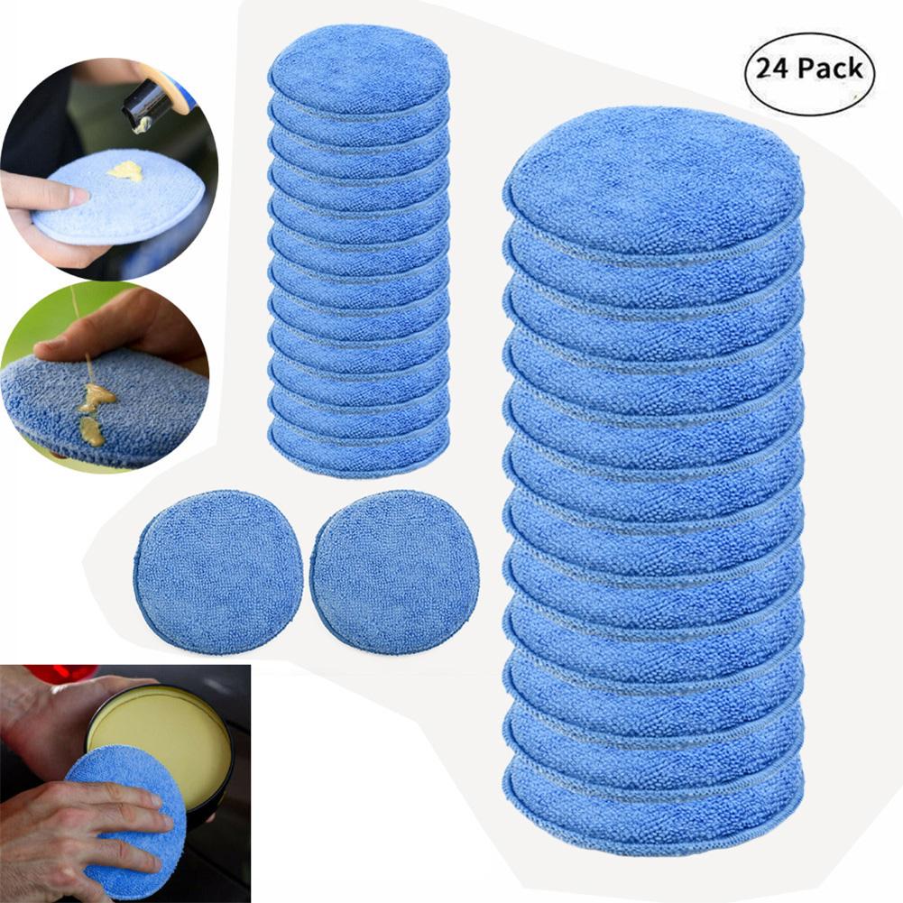 4/10/24pcs Car Waxing Sponges Detailing Applicator Wash Polish Pad Foam Sponge Automotive Microfiber Waxing Cleaning Tools