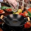 Stainless Steel Griddle Induction Frying Pan Cooking Thickened Dry Pot Wooden Individual Handle Kitchen Supply Double Ear
