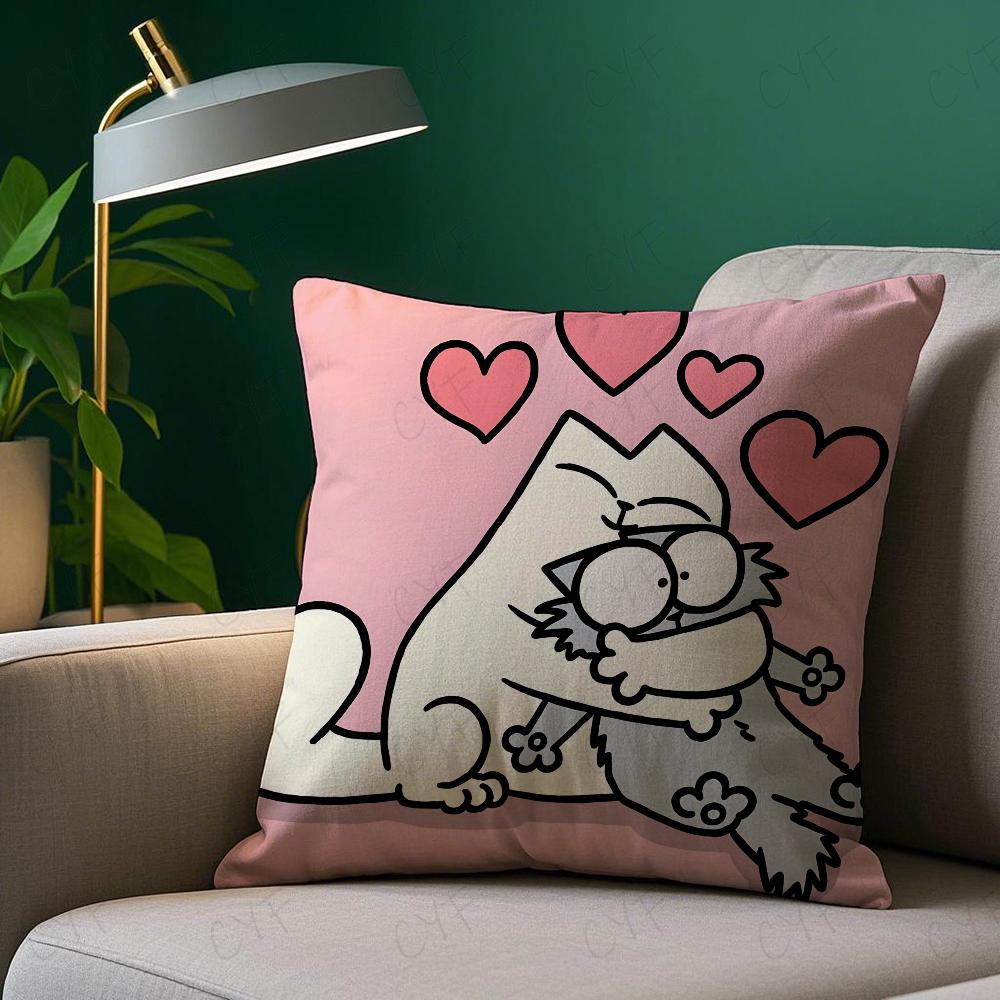 KawaiiS-Simons Cat B Cushion Cover Pillow Case Pillowcase Anti-dustmite Pillow Invisible zipper silky short plush Sofa cushion