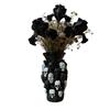 Ornament Vază Flori Craniu Gotic Craniu Negru Alb Înfricoșător Suport Flori Uscate Artificiale Recipient Rășină Ornament Central Masă Casă Birou