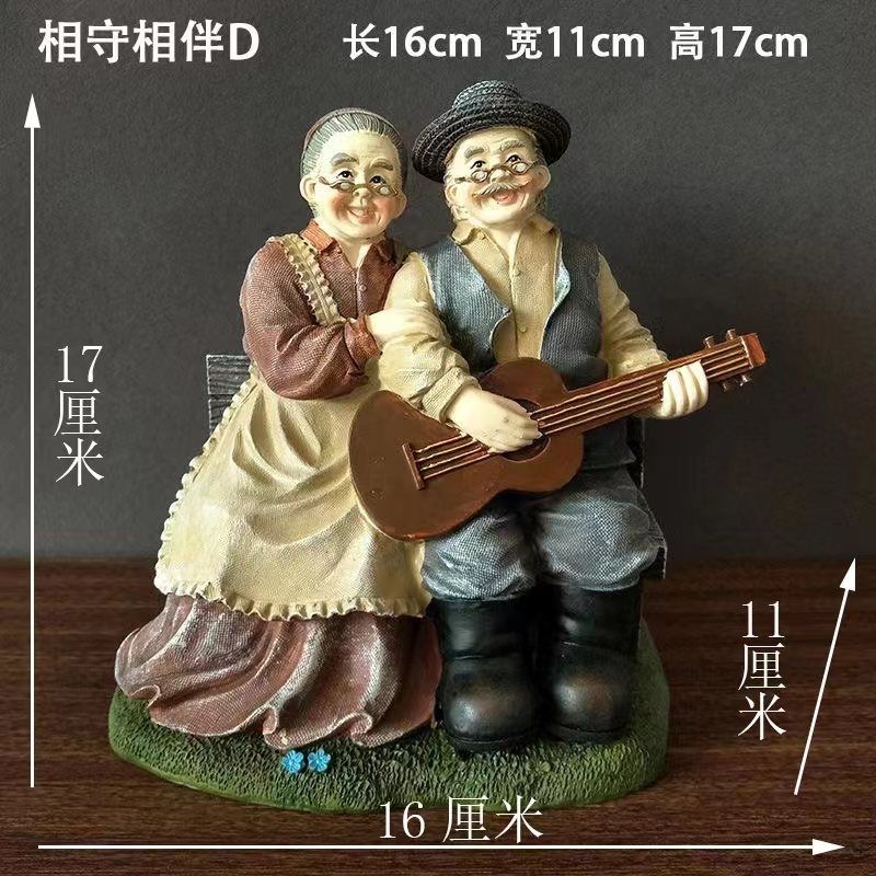 Europe Sweet Grandparents Resin Sculpture Accessories Art Wedding Anniversary Gifts Home Bedroom Desktop Statue Decoration Items