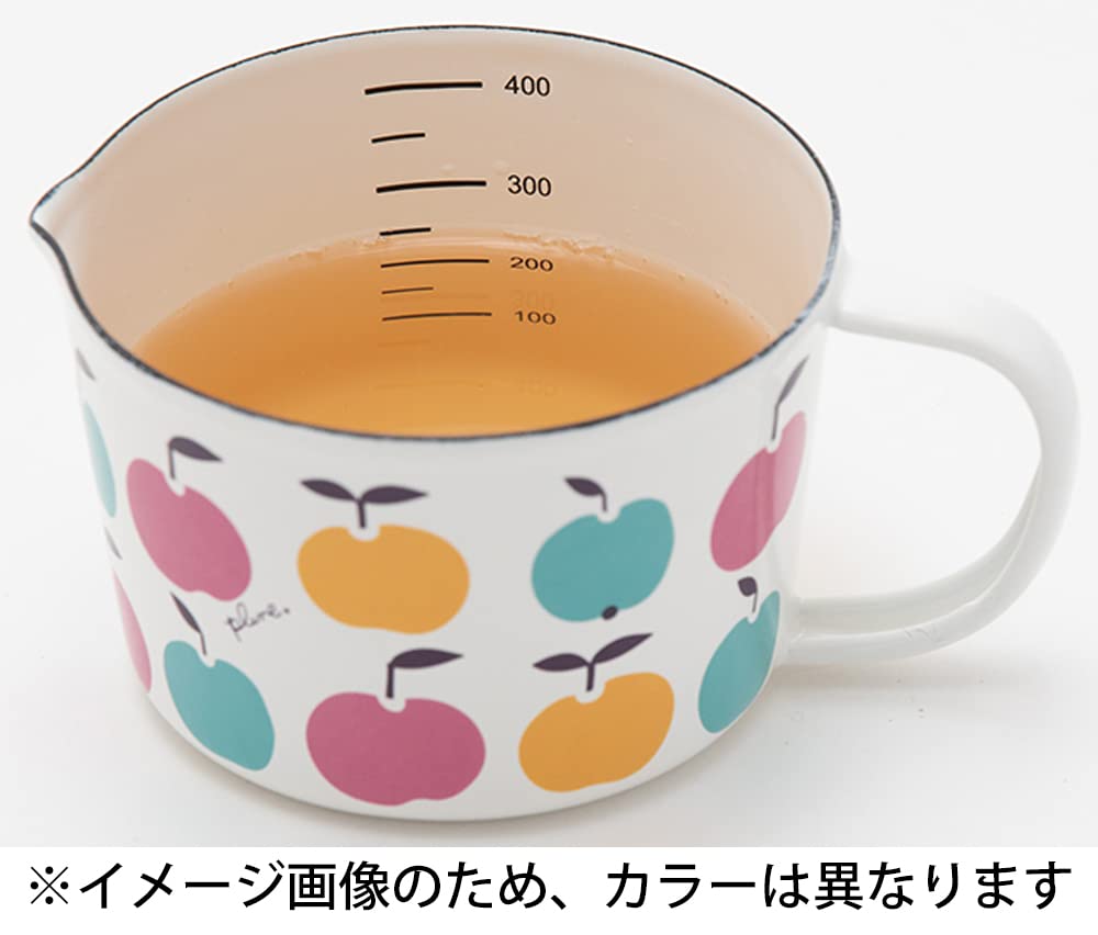 Yutaka Horo Tamahashi Enamel Measuring Made in Prune OHANA Cup, 450ml, Japan, White, MC-604