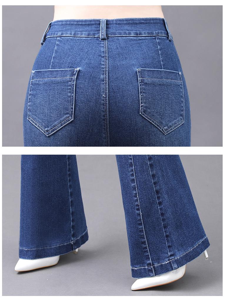 2023 Podzim Dámské Džíny s Vysokým Pasem Slim Fit Zvonové – Délka ke Kotníkům a Elastické