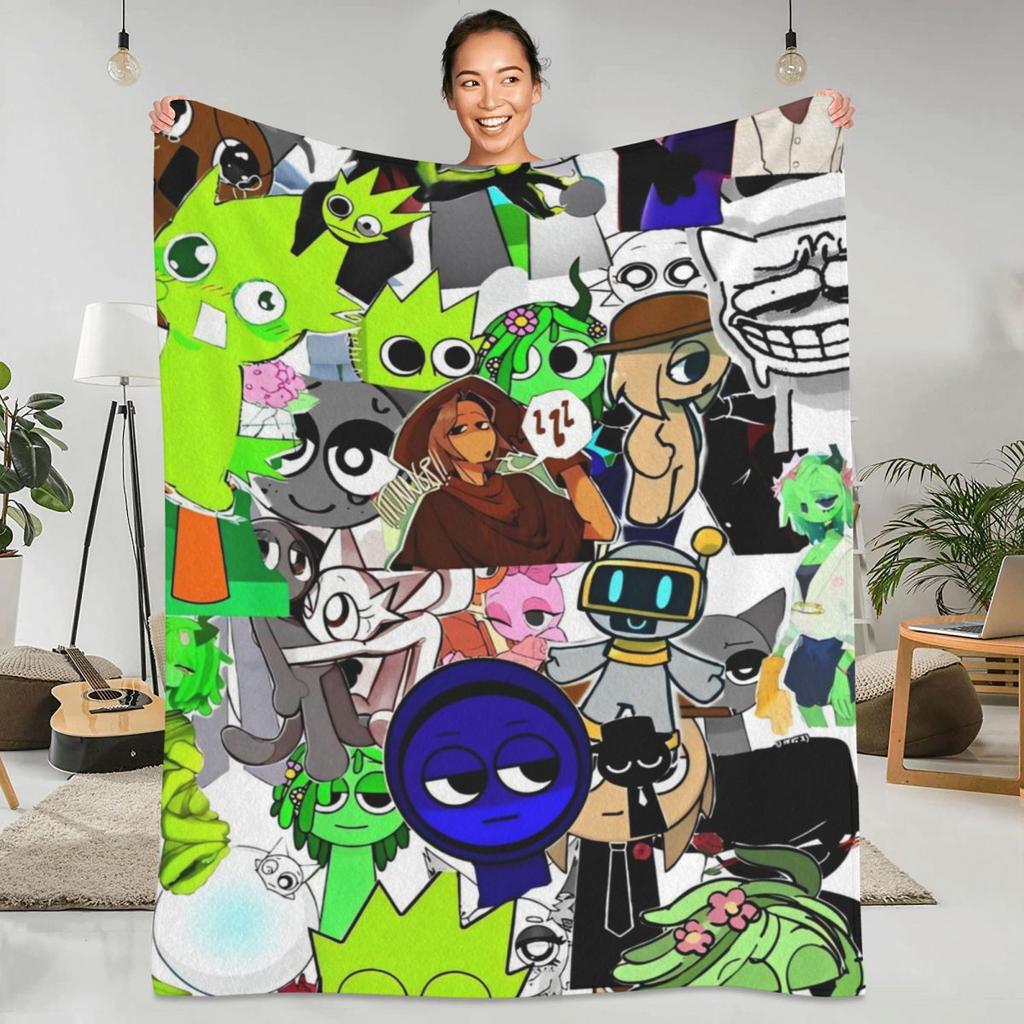 Sprunki Incredibox Game Blankets Airplane Travel Flannel Throw Blanket For Outdoor Warm Soft Design Quality Bedspread Gift