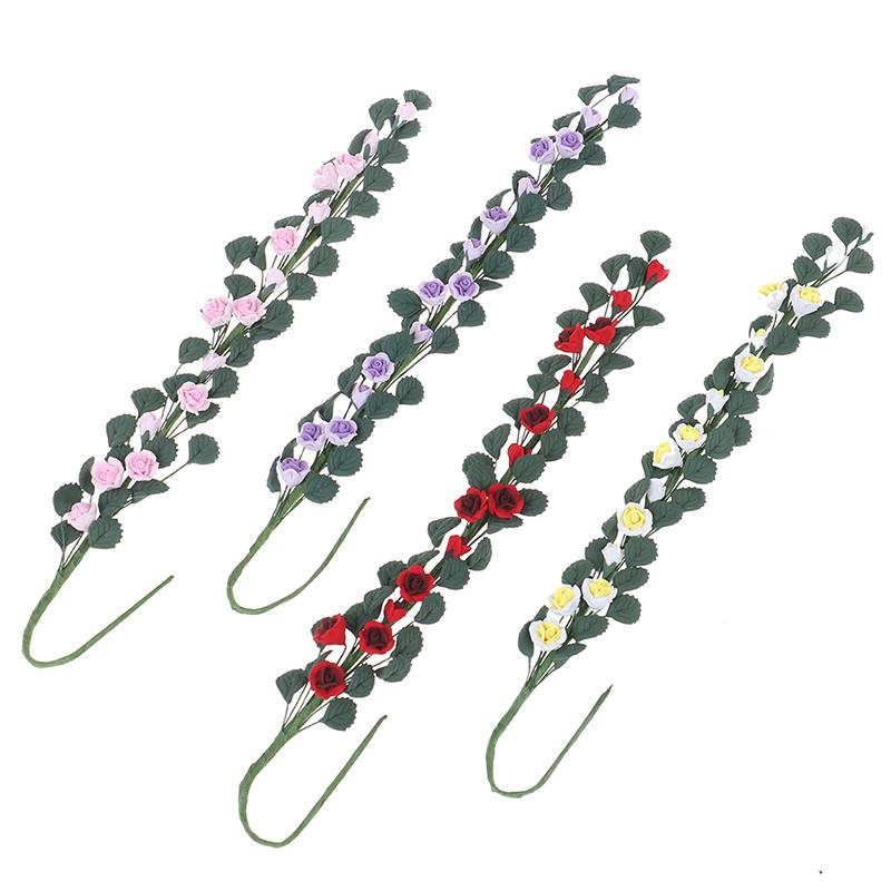 1Pc 1:12 Miniature Dollhouse Rose Flower Vine Doll House Decor Accessories