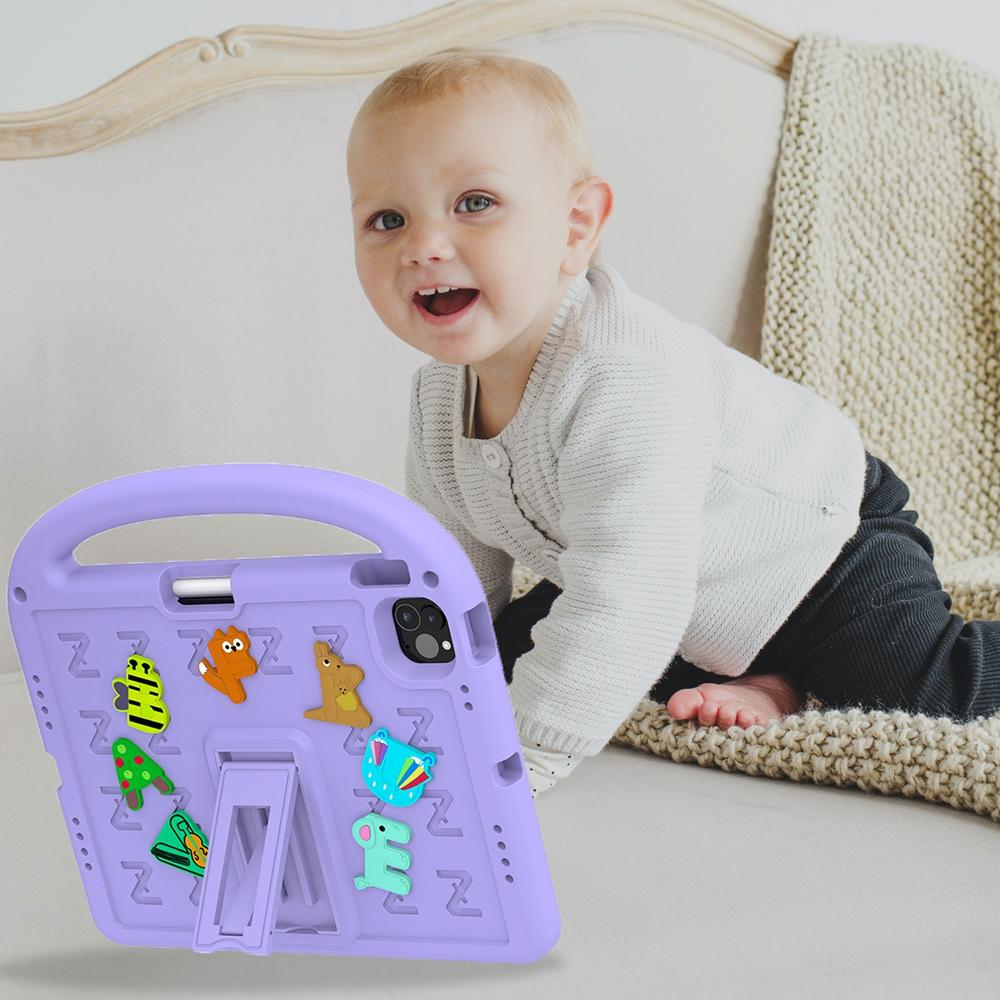 For Apple iPad Air Pro 11 2024 M2 M4 A2836 A2837 A3006 A2902 A2903 A2904 Case Kids Safe Cartoon Letter Portable EVA Foam Shockproof Stand Tablet Cover
